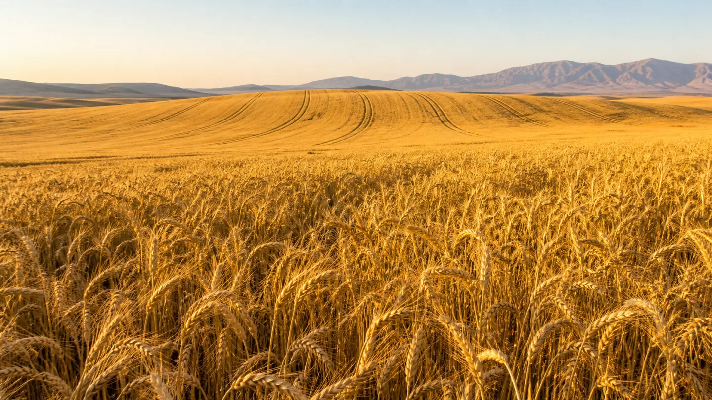 مزرعه وسیع گندم طلایی